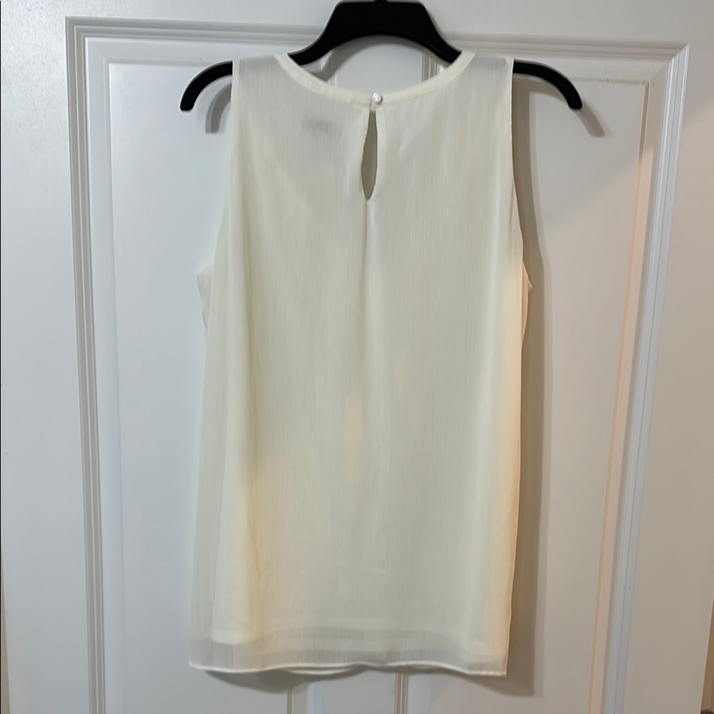 LOFT Cream Blouse‎ with V-Neckline - Picture 2 of 5